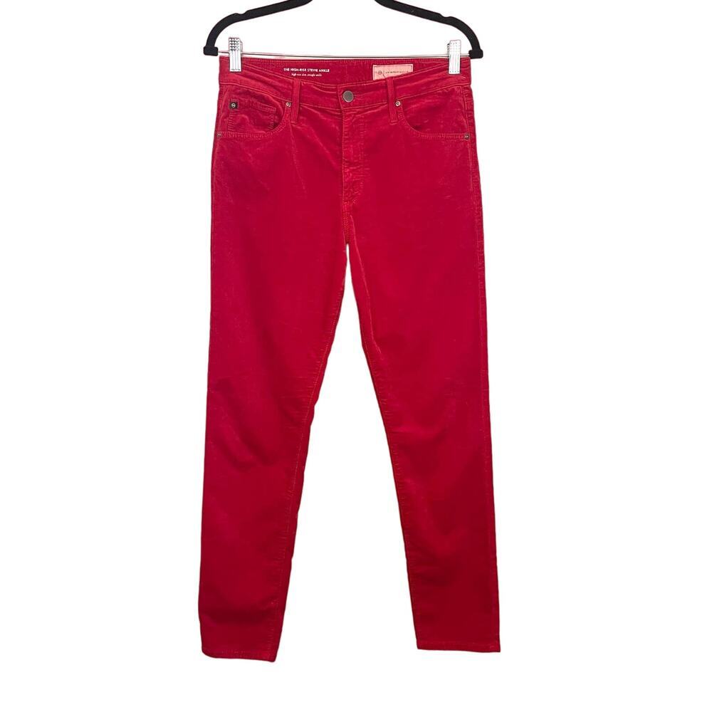 Adriano Goldschmied Jeans Women 29 Red The High Rise Stevie Ankle Slim Straight